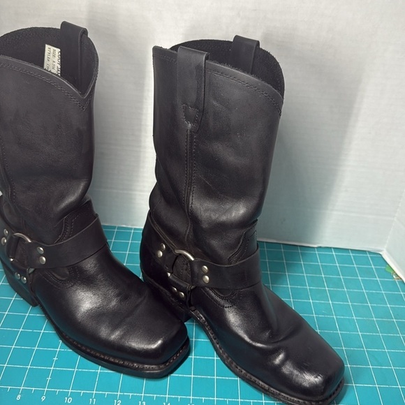Cody James Moto Biker Riding Square Toe Harness Black Leather Boots Size 8.5 - Picture 4 of 14